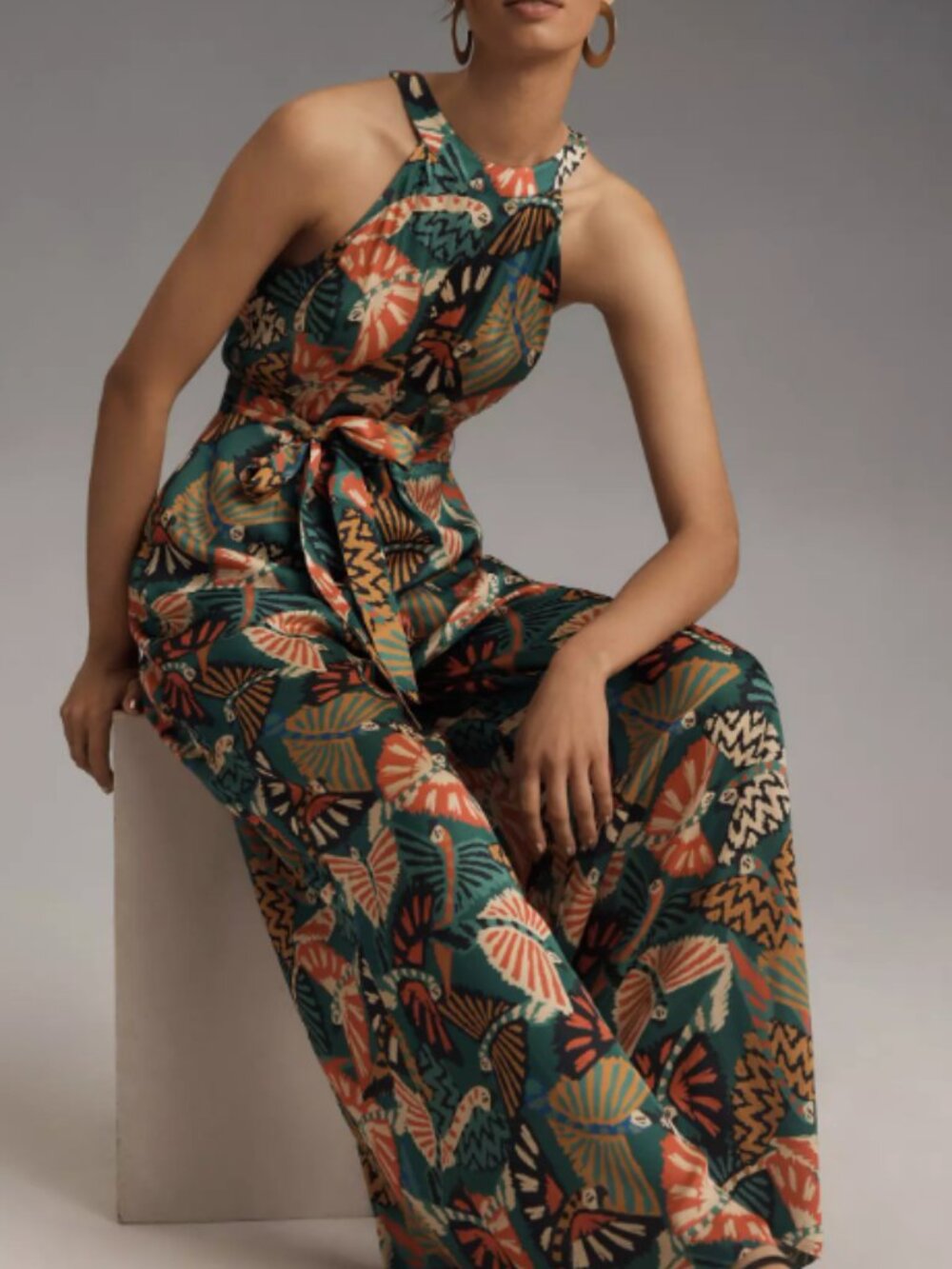 NWOT - Farm Rio x Anthropologie Printed Halter Jumpsuit